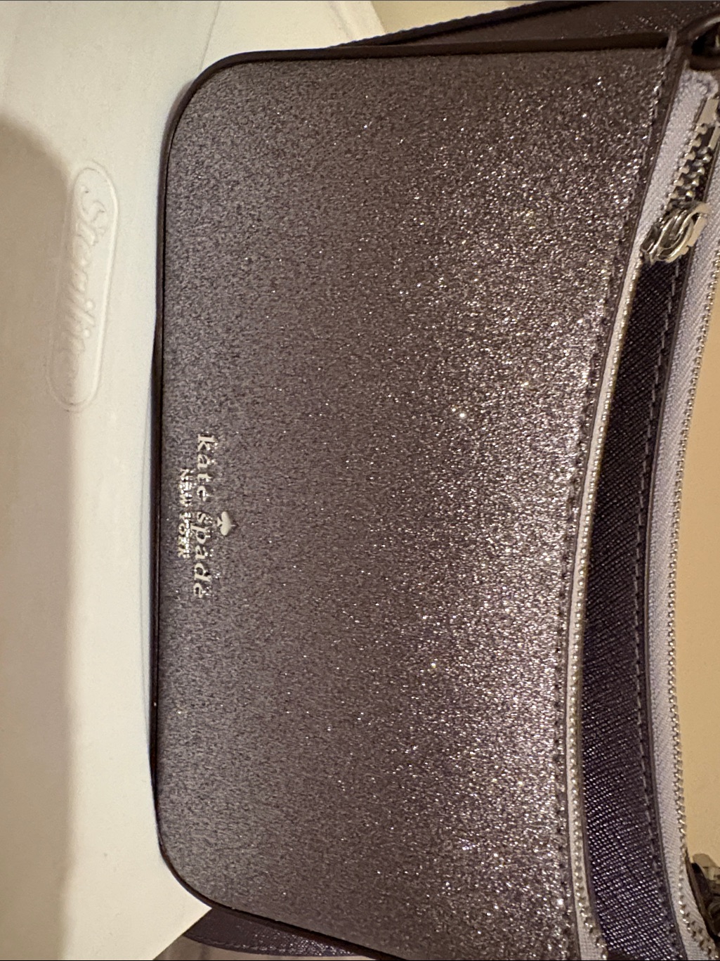Kate Spade Glitter Mini Crossbody In Metallic Plum. 2 In 1 Purse